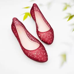 Resillee Women Hollow Out Breathable Jelly Ballet Flats Flat Slip-on PVC Waterproof Casual Beach Shoes