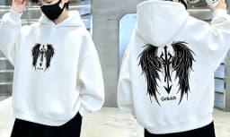 Boys Hoodie Streetwear Angel Wings Trident Print Kids Loose Hooded Sweatshirt Casual Teen Pullover