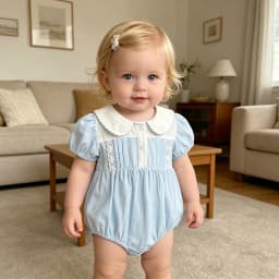 2026 Summer New 0-24M Baby Girls Jumpsuit Korean Version Short Sleeved Bodysuit Flower Embroidered Sweet Blue Romper