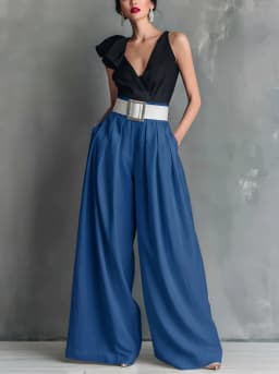 Spring/Summer 2026 High-Waist Loose Solid Color Fashionable Casual Pants for Office Versatile Stylish New Arrival