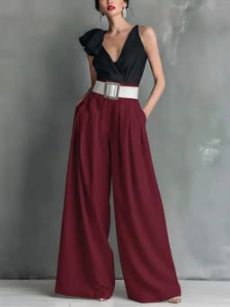 Spring/Summer 2026 High-Waist Loose Solid Color Fashionable Casual Pants for Office Versatile Stylish New Arrival