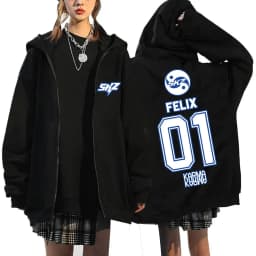 2025 Men Women KPOP KARMA Print Zip Up Hoodie Fashion Casual Loose Fleece Lined Long Sleeve