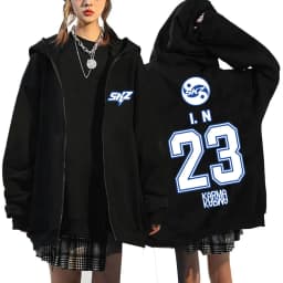 2025 Men Women KPOP KARMA Print Zip Up Hoodie Fashion Casual Loose Fleece Lined Long Sleeve