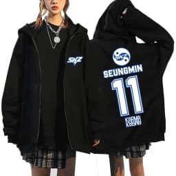 2025 Men Women KPOP KARMA Print Zip Up Hoodie Fashion Casual Loose Fleece Lined Long Sleeve