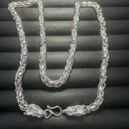2026 Hot Sale Retro Tibetan Silver Necklace, Handcrafted Double Dragon Head Hollow Pendant, Exotic Chinese Style, Unisex Vintage