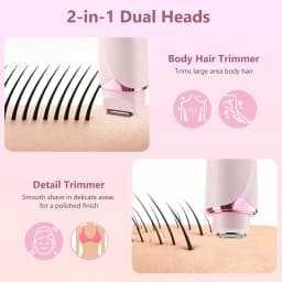 Women's 2-in-1 Dual-Head Electric Razor Painless Bikini Trimmer Wet/Dry Use Detachable Head for Ladies Hair Shaver