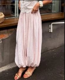 Women Casual Solid High Waist Pleated Balloon Long Pants Women Y2k Baggy Bloomers Solid Color High Waist Loose Fit Capris