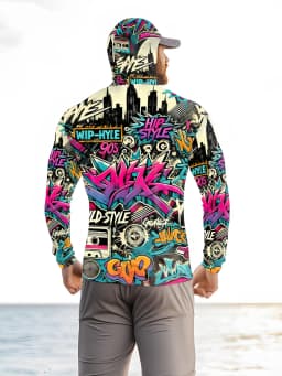 2026 Summer New Style Men's Long-Sleeved Shirt with 3D Letter Pattern Print for Comfortable Soft Breathable and Sporty Wear