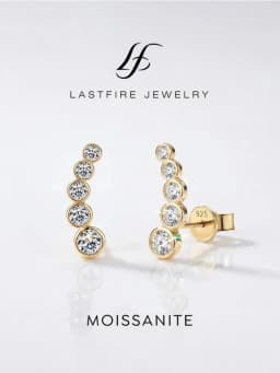 Shiny 0.86CT Curve Real Moissanite Diamond Stud Earrings For Women Real 925 Sterling Silver Gift Dating Fine Jewelry
