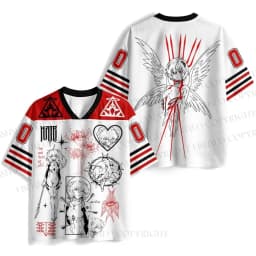 2026 Retro Neon Genesis Evangelion EVA-02 & Asuka Streetwear quick drying Jersey T-shirt, Unisex Oversized Harajuku V-Neck Tee