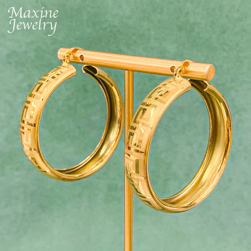 Round Simple 18K Gold Plated Earrings Jewelry Set Circle Hoop Earring for Women Loop Dubai Trendy Wedding Anniversary Gifts