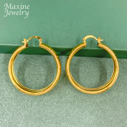 Round Simple 18K Gold Plated Earrings Jewelry Set Circle Hoop Earring for Women Loop Dubai Trendy Wedding Anniversary Gifts