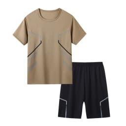 2-Piece Summer Youth 13-16 Years Old Multi-Color Quick Drying Sports Short-Sleeved Shorts Set, Youth Men's and Women's Printed T