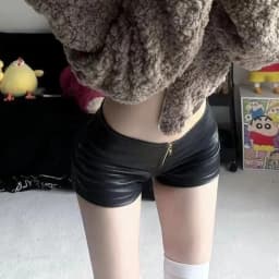 PU Leather Shorts Hot Pants Nightclub Sexy Tight Fitting Super Shorts Slim Fit and Slimming Low Waist Leather Pants for Women
