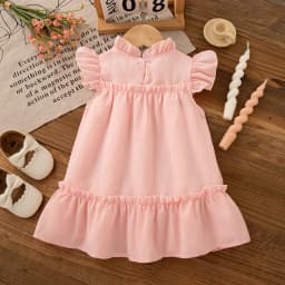 Baby Girl Dress Summer Cotton Solid Color Tulip Bow Baby Dresses Cute Casual Beach Baby Girl Clothing