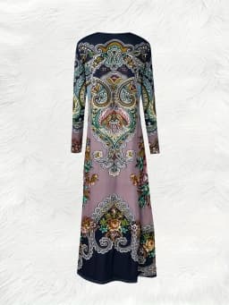 Long Sleeve Dress Ethnic Style Casual Flowy Midi Dress for Women Autumn Winter Fashion A Line Solid Color Loose Fit