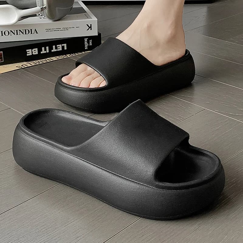 Summer Thick Bottom Cloud Slippers For Women Solid Color EVA Platform Sandals Woman Soft Sole Non-slip Beach Pillow Slides