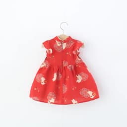 Baby Girl Dress Summer Cartoon Chinese-Style Infant Girl Dress Adorable Cheongsam Baby Dress