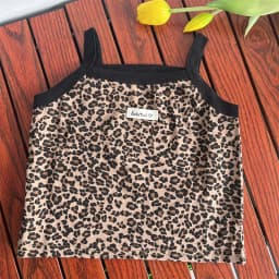 Boutique 2026 Summer New Kids Crop Top Girls Leopard Vest Halter Cute Baby Girls Top Fashion Cotton Tank Top 90-140cm