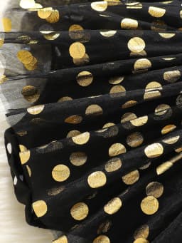 Black and Gold Polka Dot Mesh Puff Sleeve Square Neck Romper Dress + Bow Headband Daddy’S Princess Gold Foil Print Baby Girl Birthday Party Dress Set
