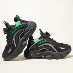 Boys' & Girls' Fashion Chunky Trainers Color-Blocked Sneakers with Rotary Buckle Closure