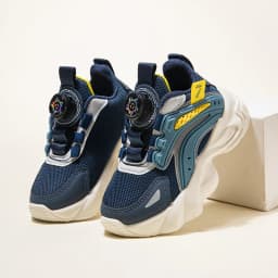 Boys' & Girls' Fashion Chunky Trainers Color-Blocked Sneakers with Rotary Buckle Closure