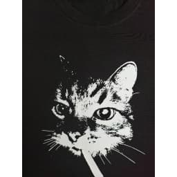 New Street Smoking Cat Retro Printed Crewneck T-shirt Women Fashion Short Sleeves Funny Cat Meme Tops Women Clothing Clothes