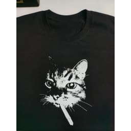 New Street Smoking Cat Retro Printed Crewneck T-shirt Women Fashion Short Sleeves Funny Cat Meme Tops Women Clothing Clothes