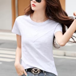 AOSSVIAO 2026 Summer Solid Color Women's T-Shirts Slub Cotton O-Neck Short Sleeve T-Shirt Loose Casual Simple Button Basic Top