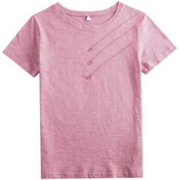 AOSSVIAO 2026 Summer Solid Color Women's T-Shirts Slub Cotton O-Neck Short Sleeve T-Shirt Loose Casual Simple Button Basic Top