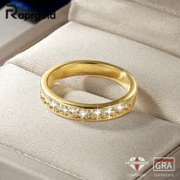 RAPRGOLD GRA Certified 2mm Moissanite Ring for Women Lab Created Diamond Engagement Half Eternity Band Wedding Fine Jewelry Gift