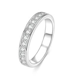 RAPRGOLD GRA Certified 2mm Moissanite Ring for Women Lab Created Diamond Engagement Half Eternity Band Wedding Fine Jewelry Gift