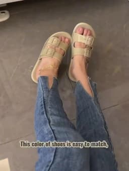 New Luofu Fashionable Women's Slippers, Outdoor Casual Double-Buckle Sandals, Thick-Soled Eva Material, Comfortable and Eco-Friendly Slippers, Indoor Non-Slip Slippers, Casual Slippers