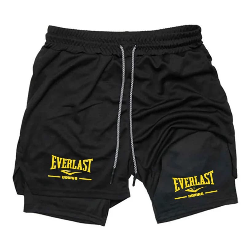 Men's Double-Layer Casual Sports Pants Breathable Running Training Shorts Comfortable Exercise Physical Fitness