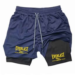 Men's Double-Layer Casual Sports Pants Breathable Running Training Shorts Comfortable Exercise Physical Fitness