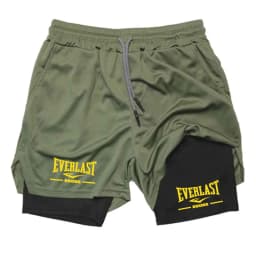 Men's Double-Layer Casual Sports Pants Breathable Running Training Shorts Comfortable Exercise Physical Fitness