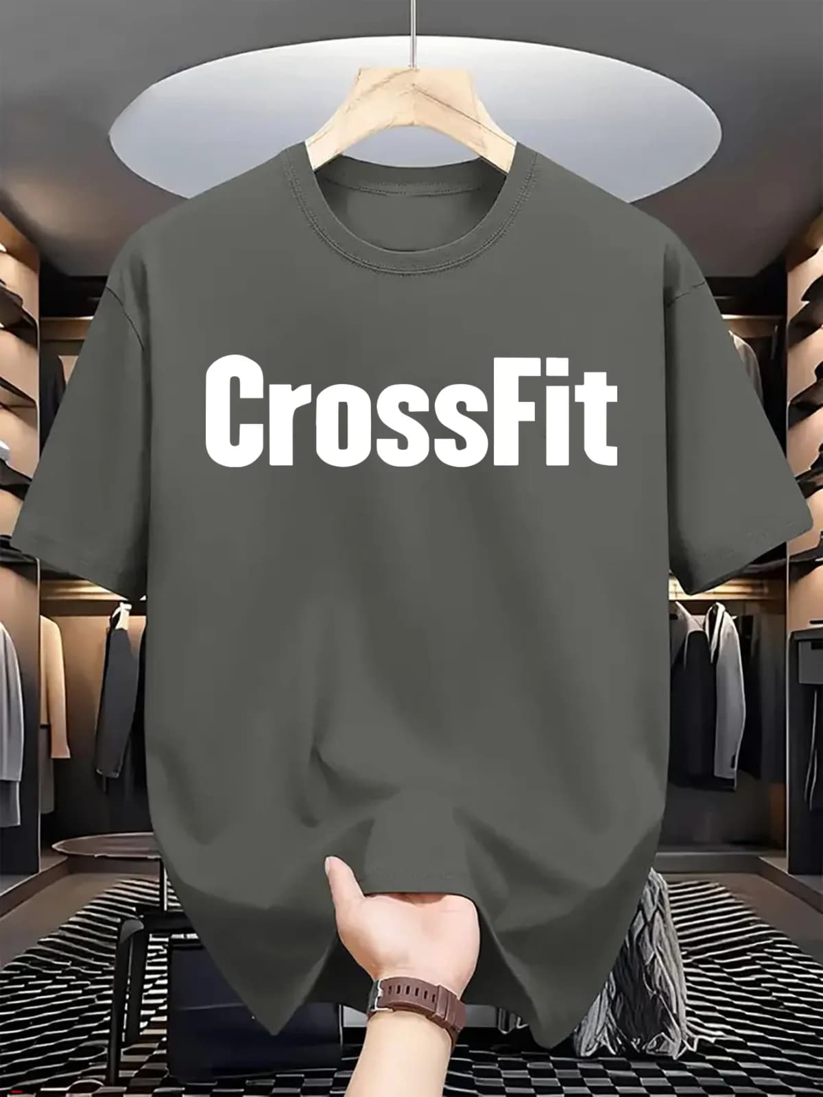 Men's Summer 100% Cotton Casual Loose Crossfit Letter Printed Comfortable Sports Round Neck Short Sleeve T-shirt Top