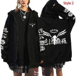 Tokyo Avengers Printed Zipper Hooded Hip-hop Street Style Soft Printed Pattern Casual Hoodie for Daily Men and Women's Wear