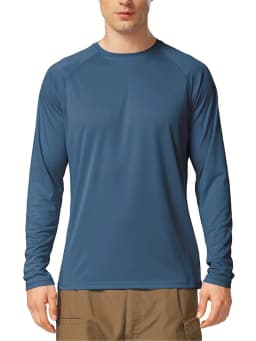 2026 Plus Size Men's Solid T-shirt Fashion Casual Long Sleeve Tees UV Sun Protection Tops For Outdoor/workout Men's Clothing