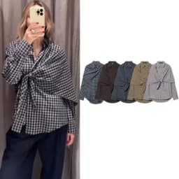Women Spring Plaid Shirt Women Cape Scarf Button-Up Casual Layered Female Single Breasted Long Sleeved Shirt