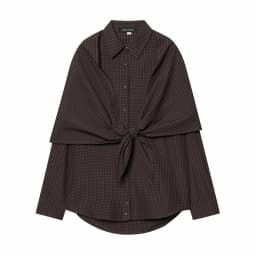 Women Spring Plaid Shirt Women Cape Scarf Button-Up Casual Layered Female Single Breasted Long Sleeved Shirt