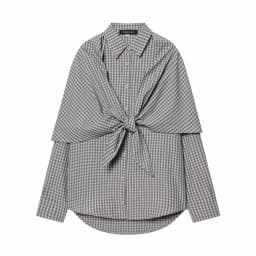 Women Spring Plaid Shirt Women Cape Scarf Button-Up Casual Layered Female Single Breasted Long Sleeved Shirt