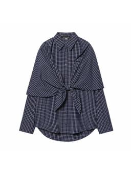 Women Spring Plaid Shirt Women Cape Scarf Button-Up Casual Layered Female Single Breasted Long Sleeved Shirt
