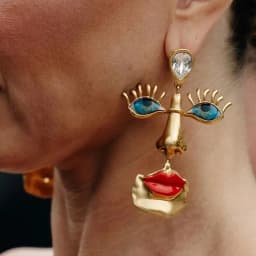 Baroque Style Exaggerated Red Lips With Eyes Dangle Earrings For Women Jewelry Vintage Ethnic Statement Earrings Accessories