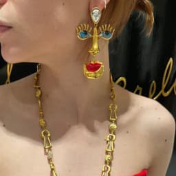 Baroque Style Exaggerated Red Lips With Eyes Dangle Earrings For Women Jewelry Vintage Ethnic Statement Earrings Accessories