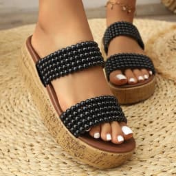 New Summer Round Toe Comfortable Sexy Casual Versatile Slippers Fashionable Non-slip Wear-resistant Beaded Slippers for Women