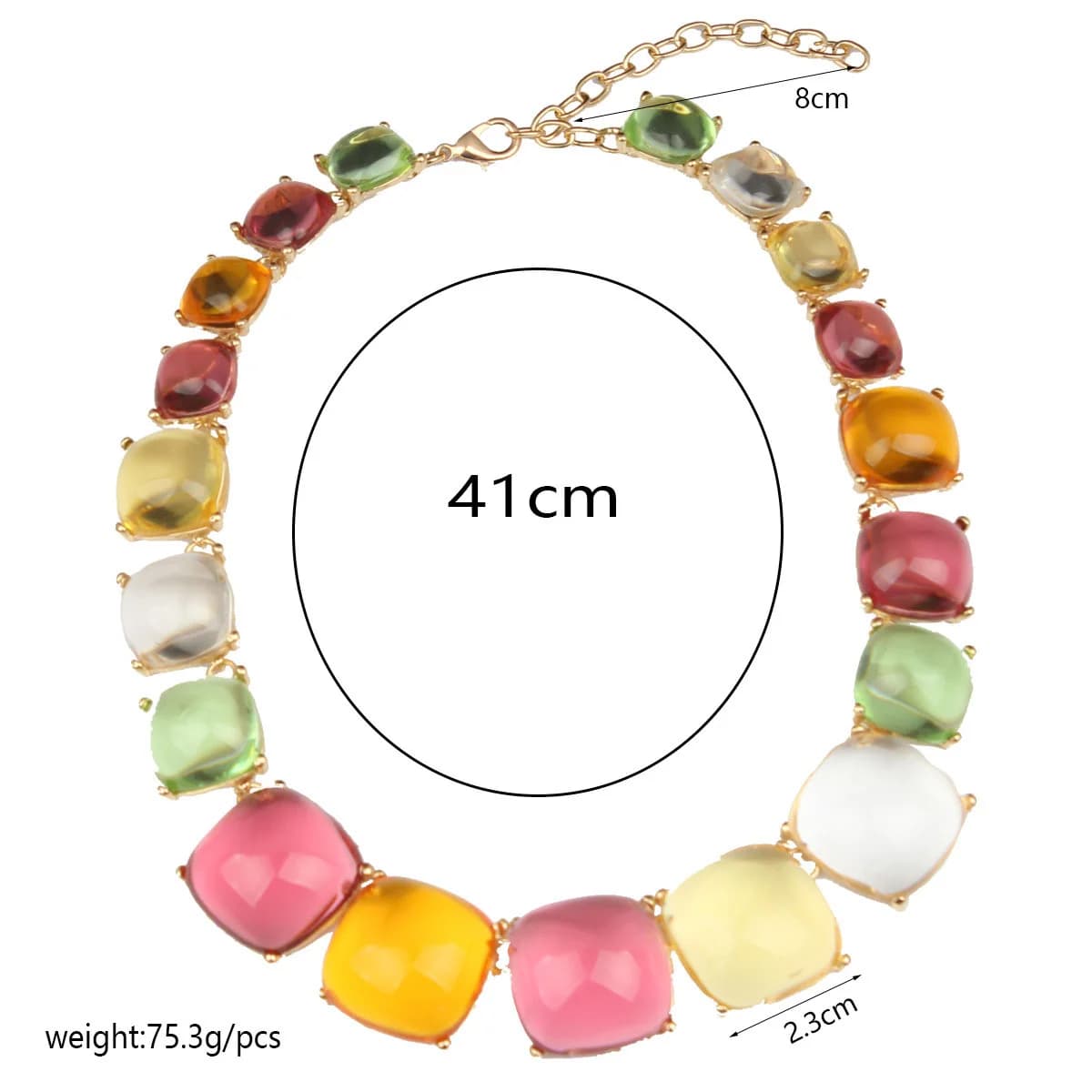 Bohemian style geometric jelly necklace and earrings set. High-quality waterproof jewelry. Birthday gift