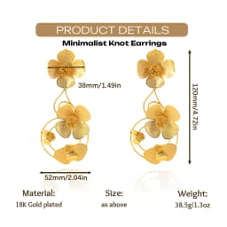 GZJPEI Fashion Statement Big Drop Earrings For Women Italian Dubai 18K Gold Color Large Flower Earring Fine Party Jewelry Gifts