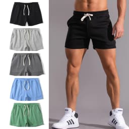Comfortable Cotton Shorts Men's Casual Micro-elastic Elastic Belt Drawstring Shorts Fitness Training Comfortable And Fashionable