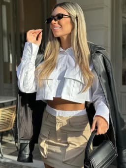 SLTNX 2026 Women Solid White Blouse Long Sleeve With Pocket Casual Loose Chic Tops Office Lady Fashion Basic Versatile Shirt